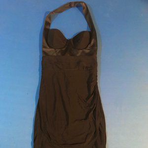 bebe Black Jersey Ruched Halter Mini Dress Bustier Size Small S NWT Bodycon